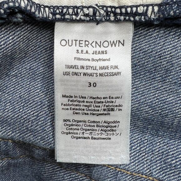 Outerknown S.E.A. Fillmore Boyfriend Denim Jeans 30 Blue Distressed New - Picture 10 of 16